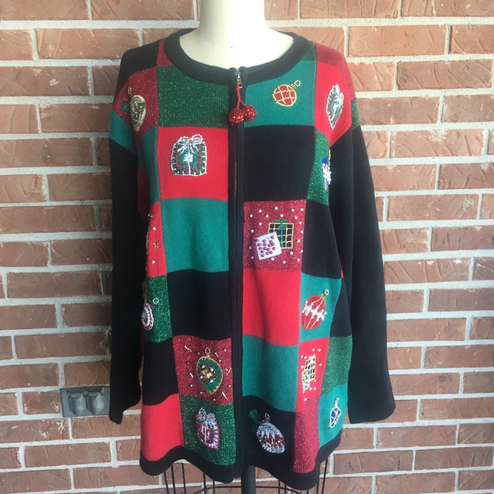 Tacky Ugly Christmas Sweater Party 2X Red Green